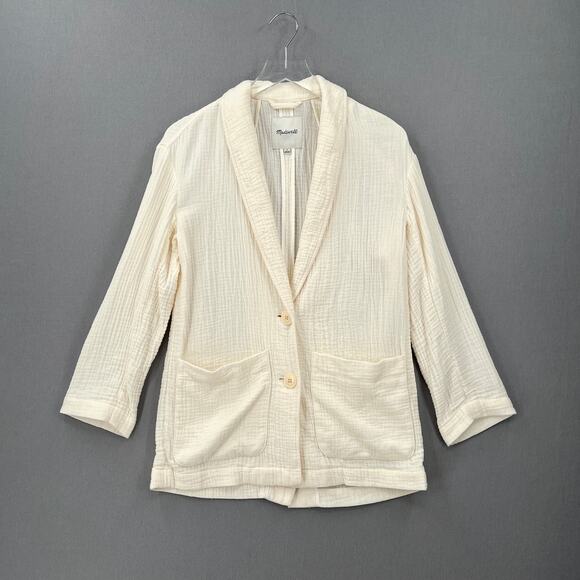 MADEWELL Lightspun Dorset Gauze Blazer Womens Small Cream Beach Casual - Picture 1 of 13